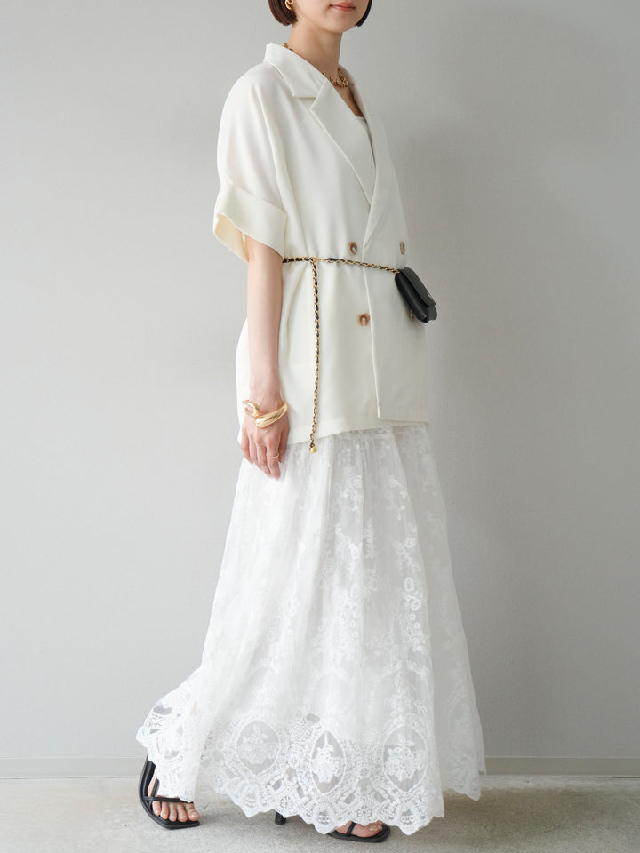 [予約]レースフレアスカート/ホワイト