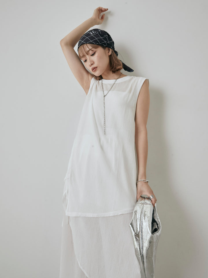 [予約]シアーワッシャーアシンメトリープルオーバー/ホワイト