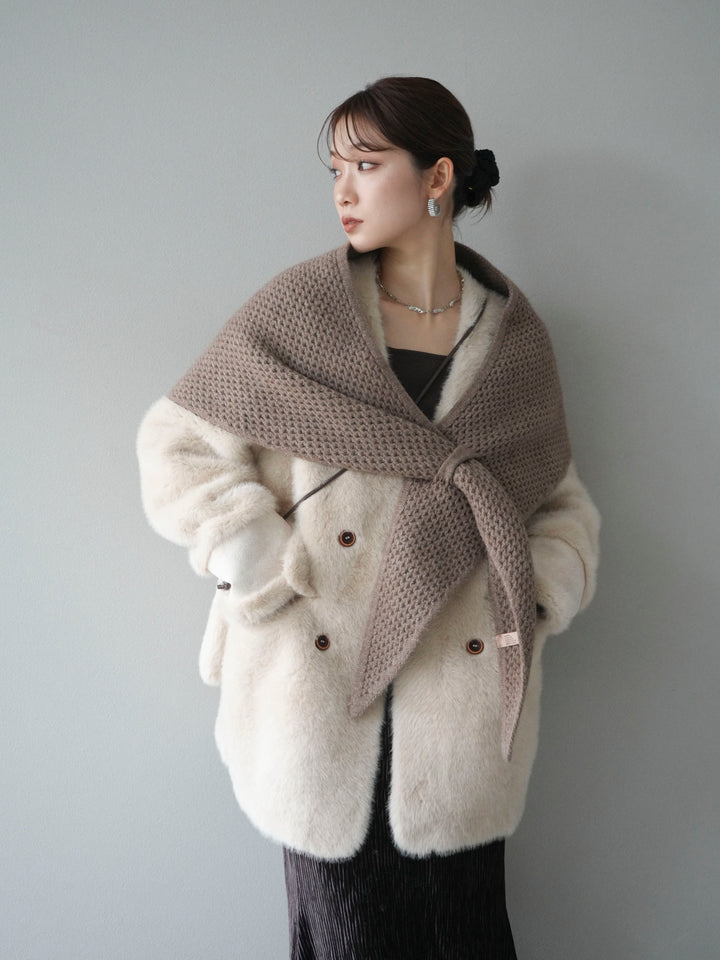 [予約]バッグ付エコファーノーカラーコート/beige