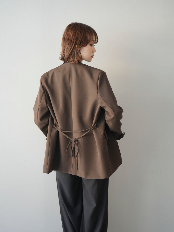 [SET]ノーカラーレースジャケット+スカラップレースフリルキャミソール(2set)