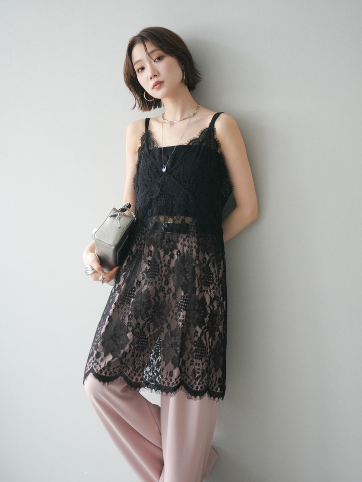 [予約]総レースチュニックキャミソール/black