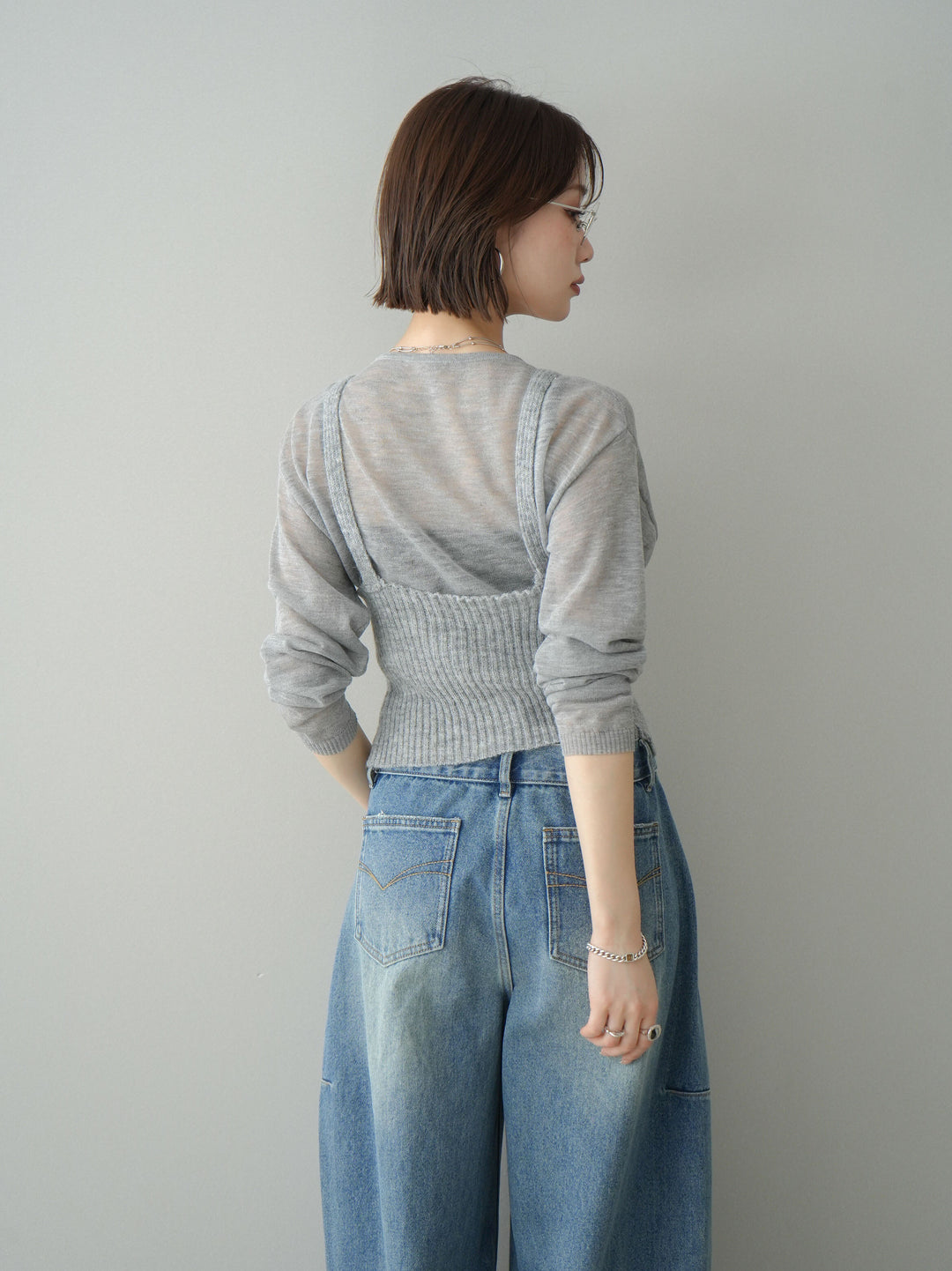 [予約]ビスチェアンサンブルシアーニット/gray