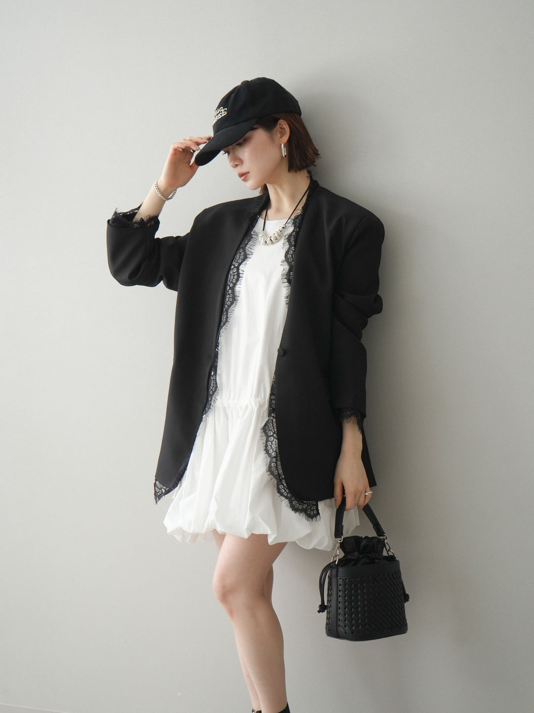 [予約]ノースリバルーンミニワンピース/white