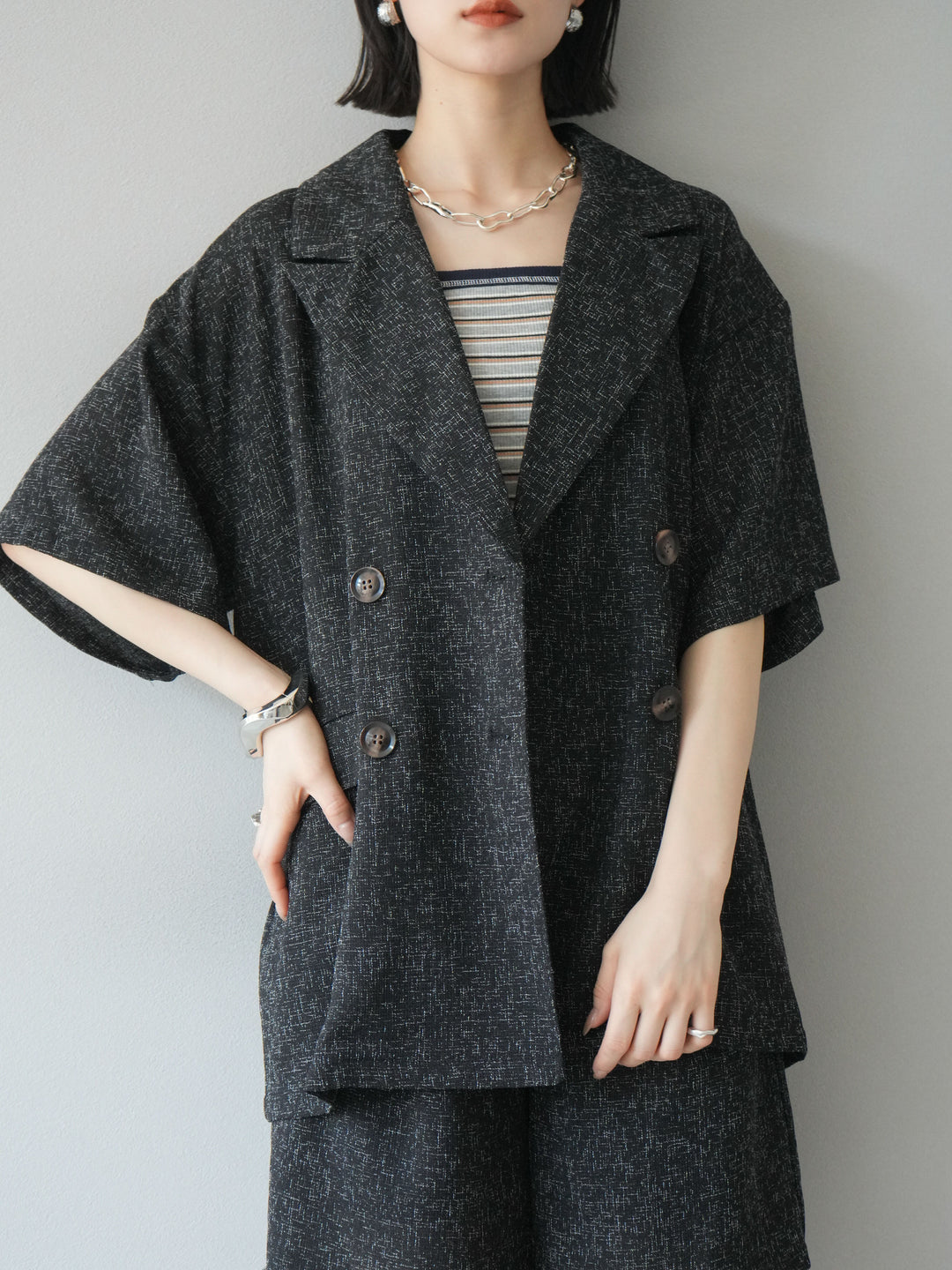 [SET]サマーツイードハーフジャケット+サマーツイードハーフパンツ(2set)