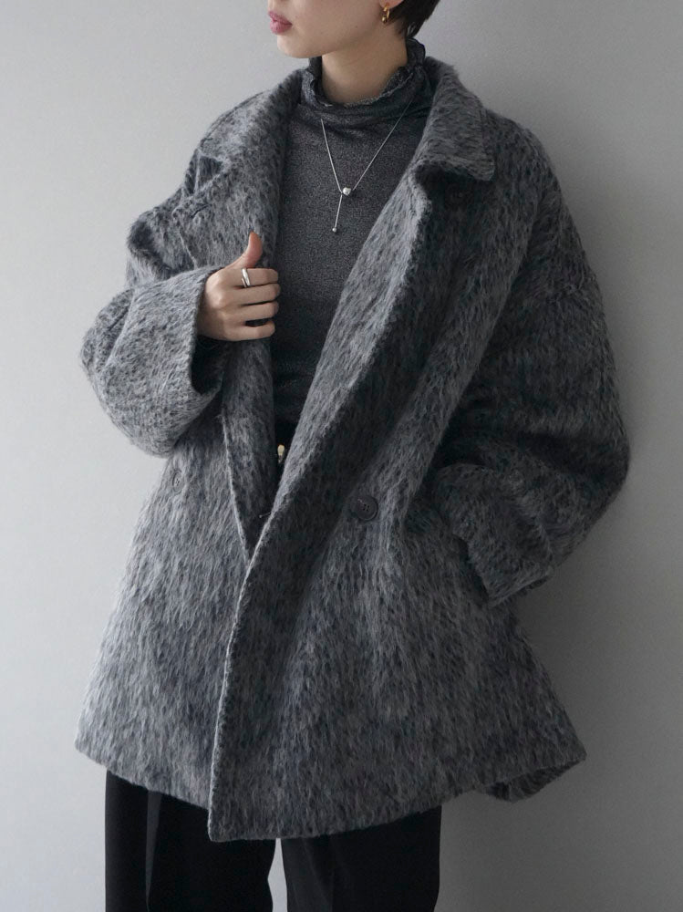 [Pre-order] Shaggy mid-length coat/charcoal