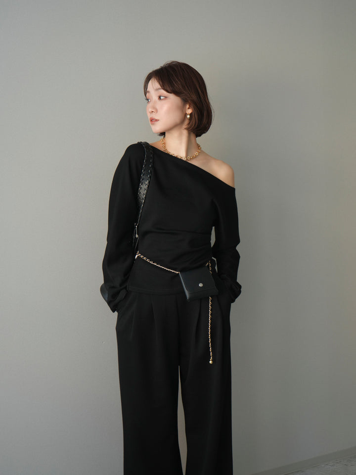 [SET]ライトポンチワンショルタックトップス＆パンツSETUP