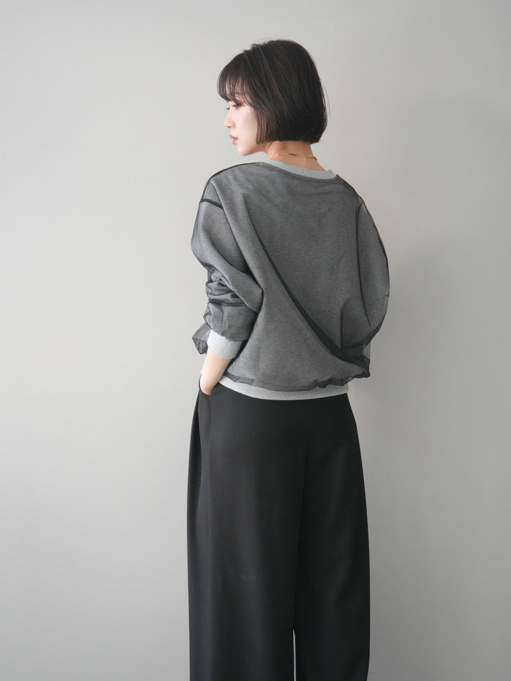 [予約]チュールレイヤードロゴスエットプルオーバー/gray