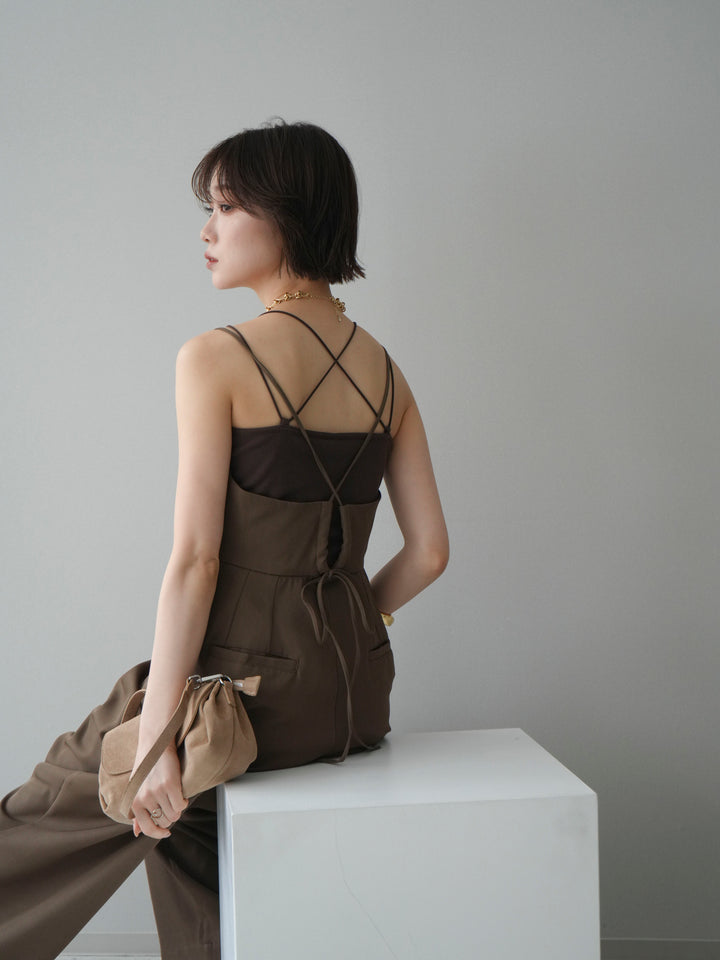 [予約]バックデザインサロペット/brown