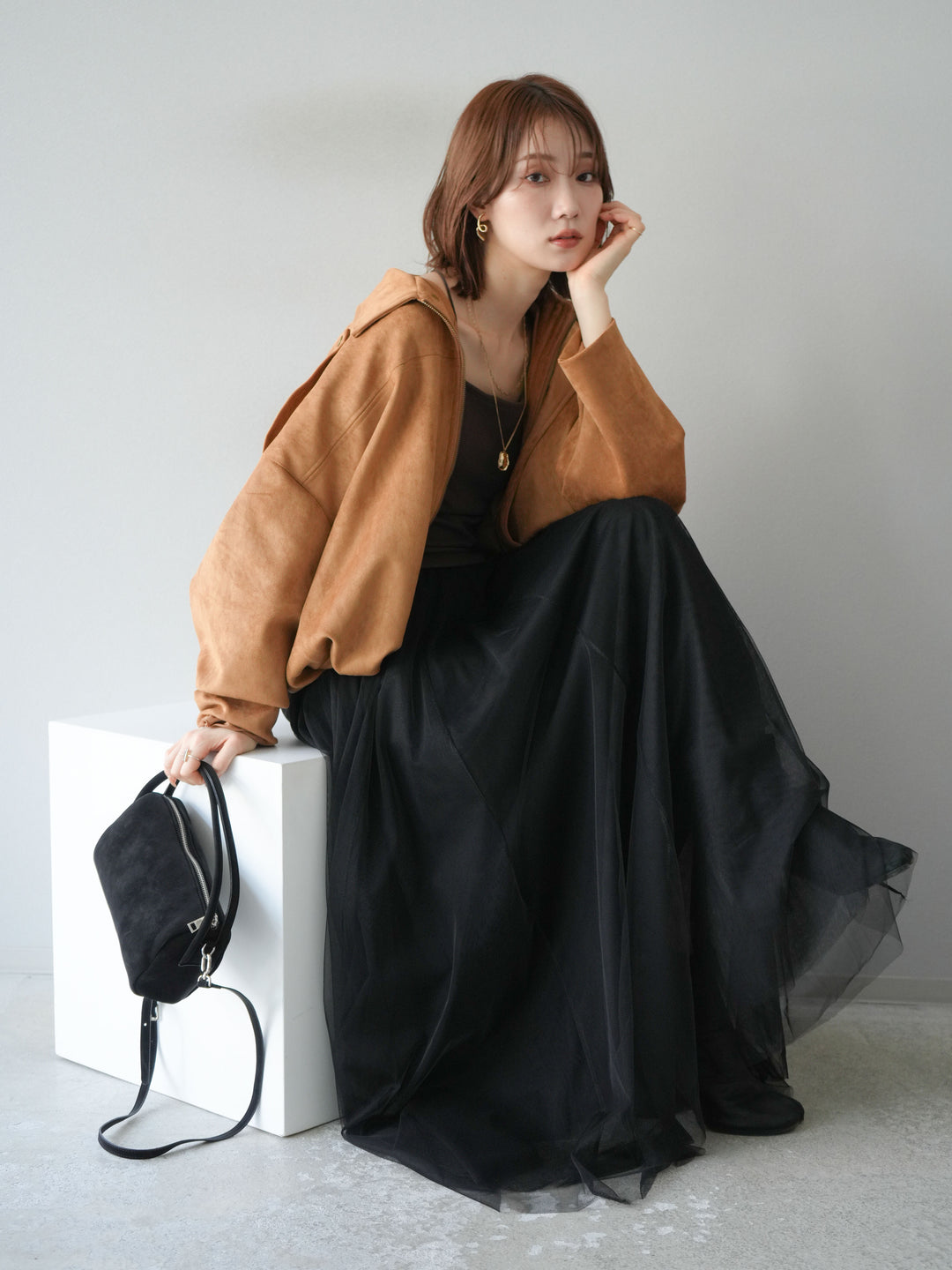 [予約]スウェードオーバーブルゾン/キャメル