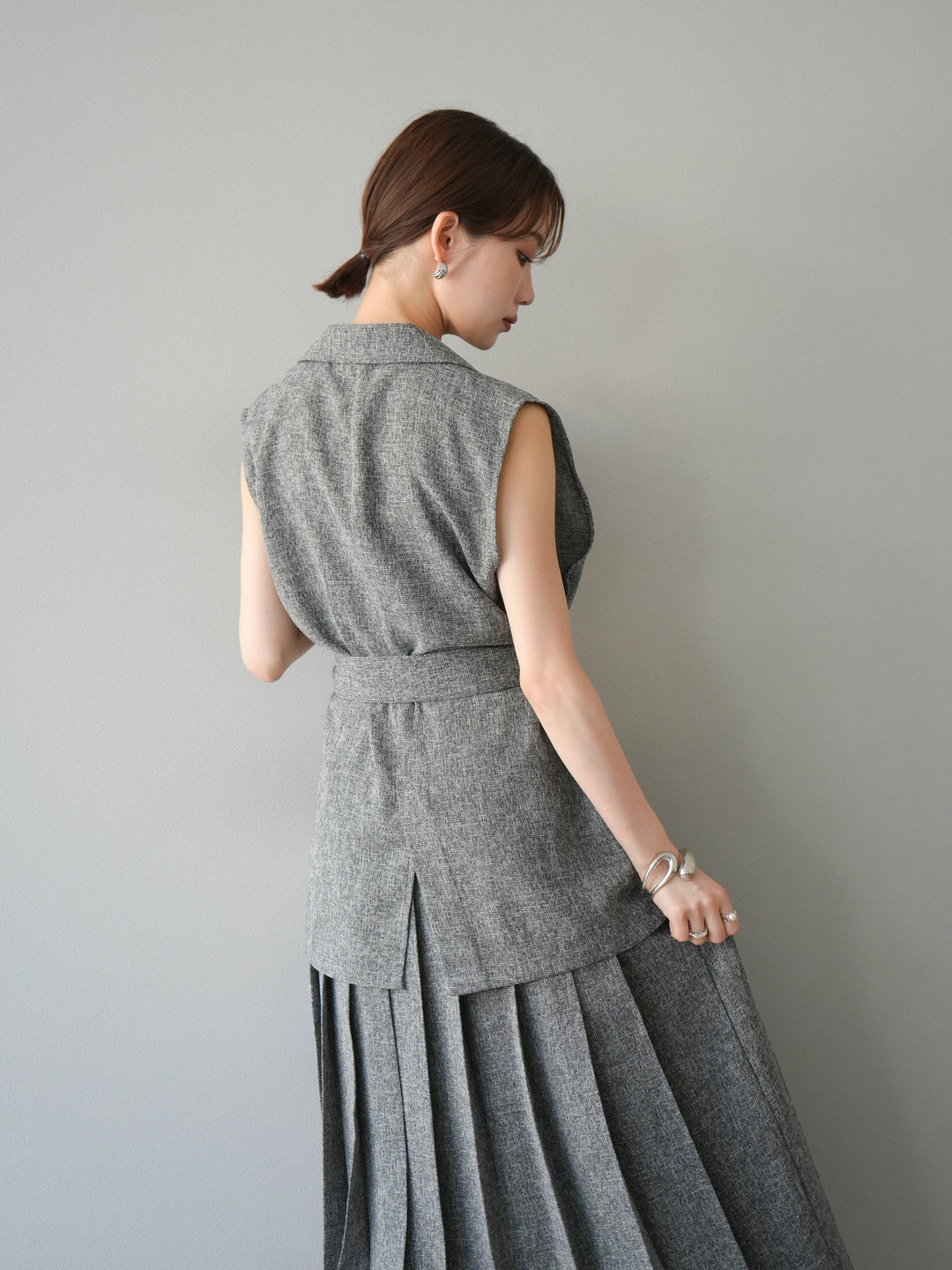 [預購] 混合粗呢背心/黑色