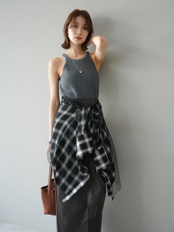 [予約]リブニットアメスリタンクトップ/グレー