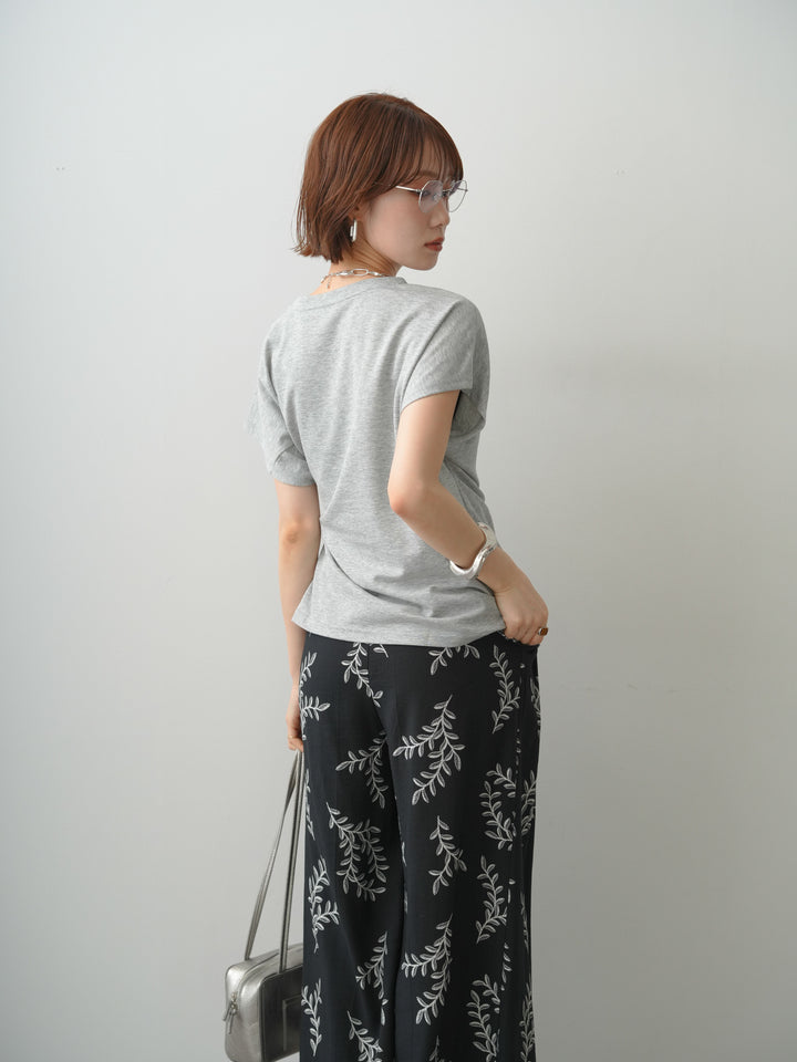 [SET]サイドノットTEE+リーフプリントタックワイドパンツ(2set)