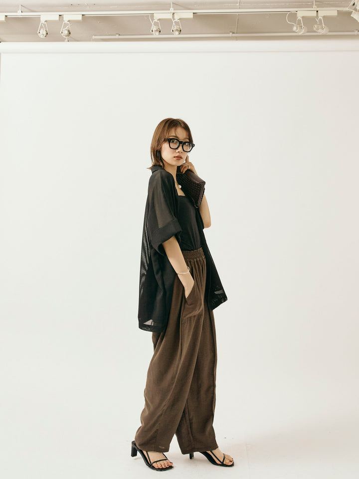 [予約]リネンライクベイカーバルーンパンツ/ブラウン