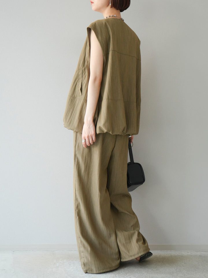 [SET]リネンライクビスチェデザインサロペット+リネンライクドロストバルーンブルゾン(2set)