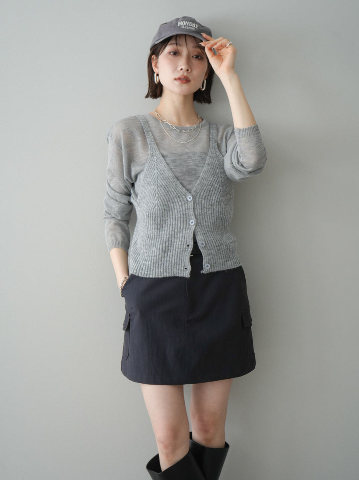 [予約]ビスチェアンサンブルシアーニット/gray