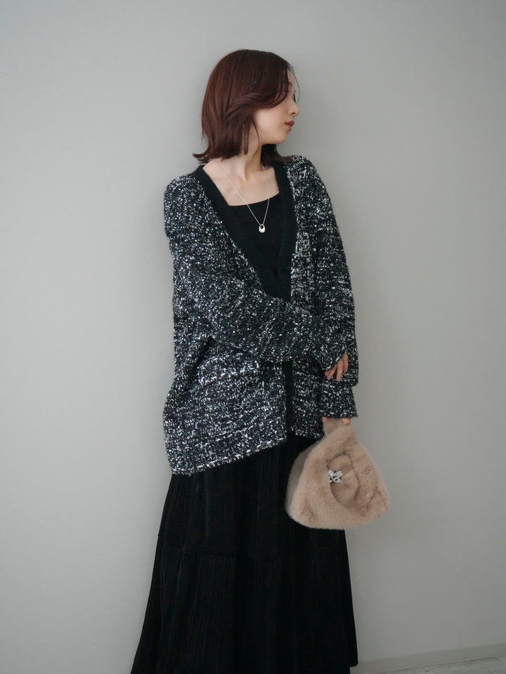 [予約]モールネップニットカーディガン/black