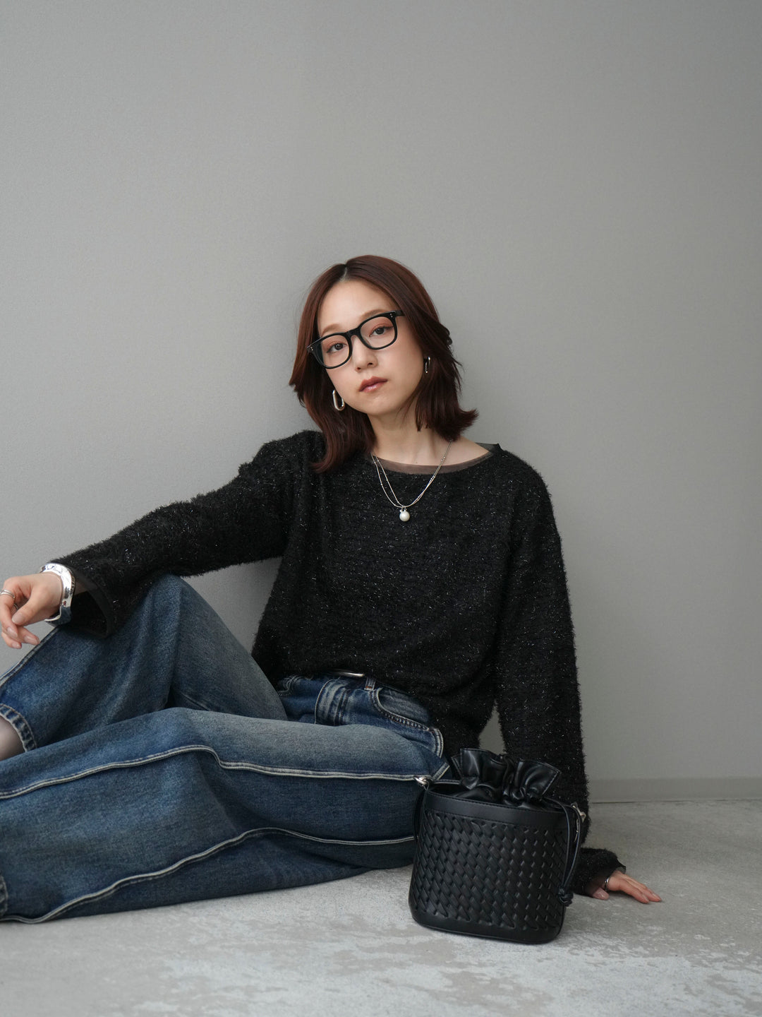 [SET]ラメシャギートップス+選べるアクセセット(2set)