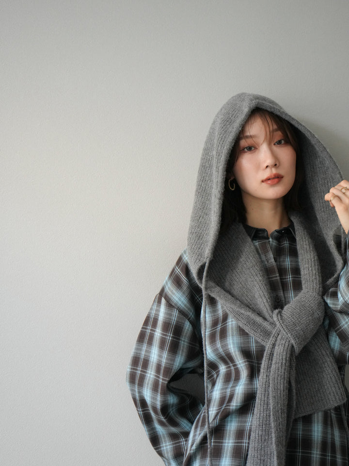 [予約]フードニットマフラー/チャコール