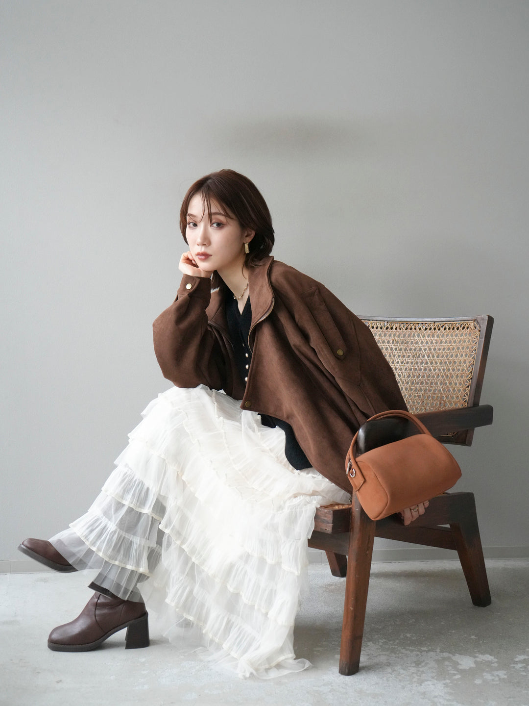 [予約]スエードライダースジャケット/ブラウン