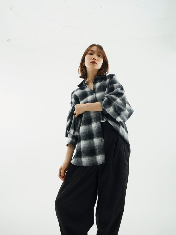 【Allure】[SET]オンブレチェックオーバーシャツ+オンブレチェックオーバーシャツ(2set)