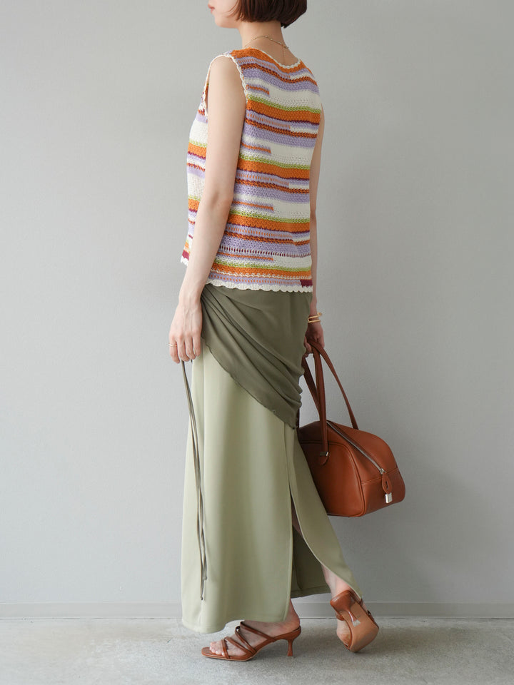 [予約]シアーレイヤードタイトスカート/ライトグリーン