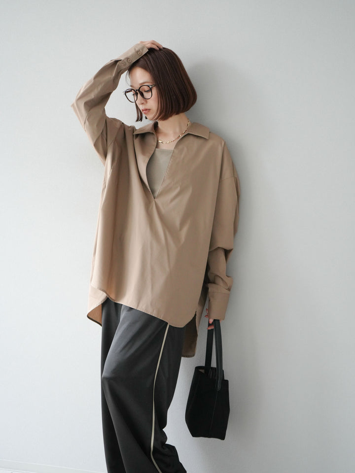 [予約]ブロードディープスキッパーブラウス/ベージュ