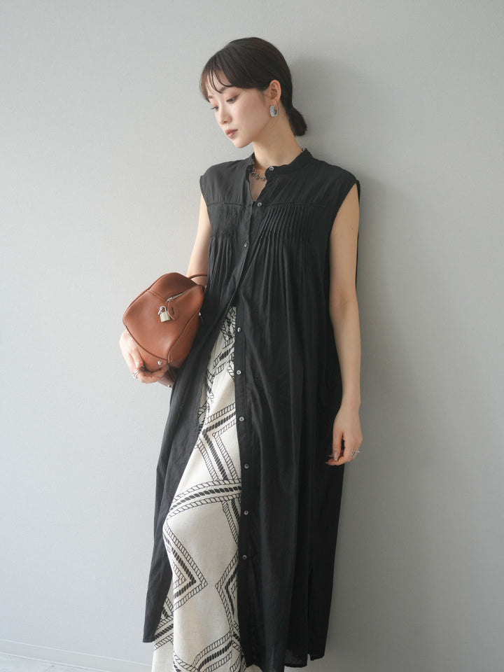 [予約]インド製コットンボイルワンピース/ブラック
