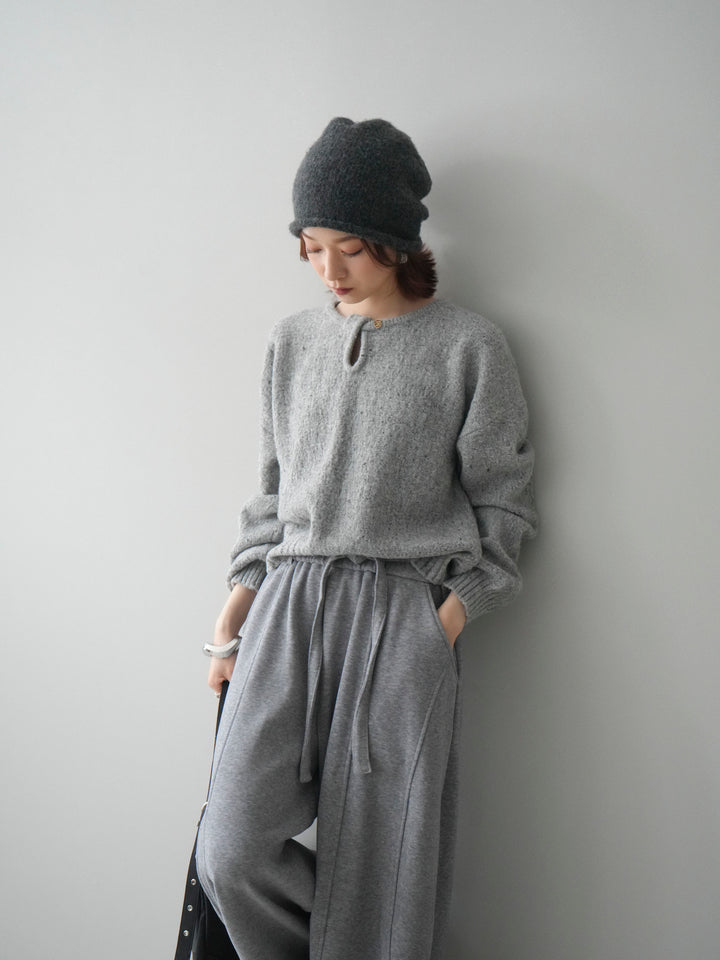 [予約]ツイストネックラメネップヤーンニットプルオーバー/gray