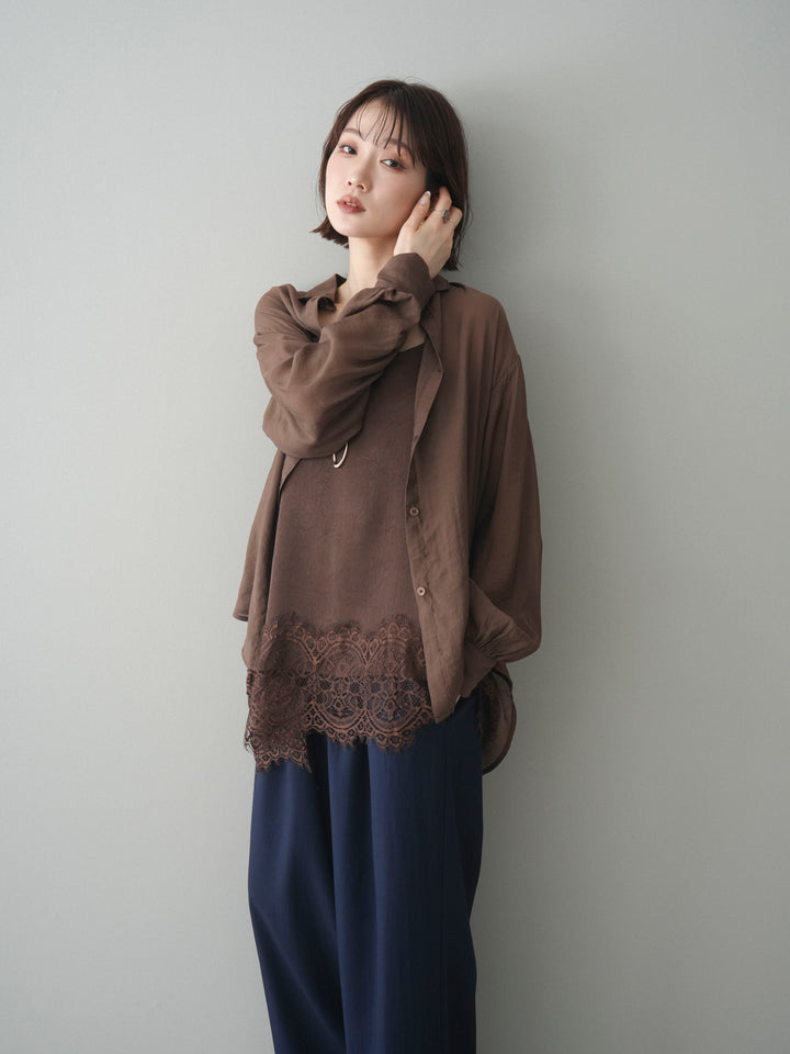 [予約]シアーポプリンシャツ/brown
