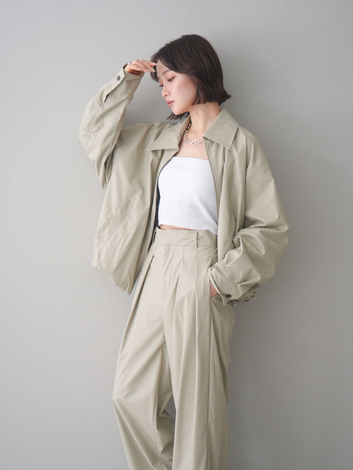 [予約]ウォッシャブルフェイクレザーバルーンジャケット/ecru