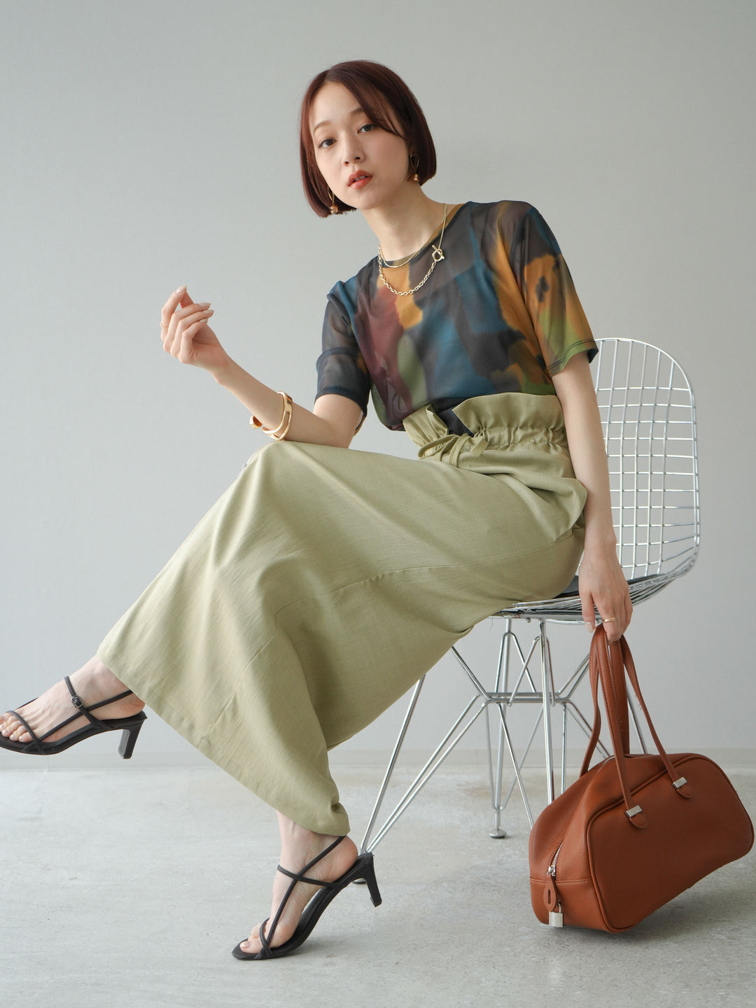 [套裝] 水彩藝術透視T卹 + Heather Ester 褶皺拉鍊裙 (2套)