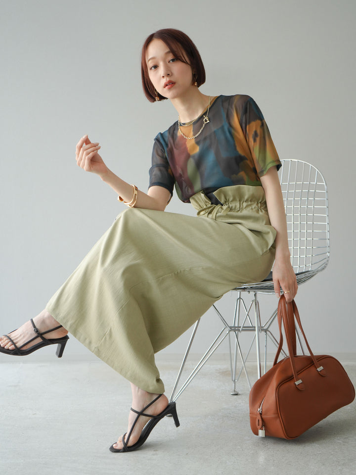 [套裝] 水彩藝術透視T卹 + Heather Ester 褶皺拉鍊裙 (2套)