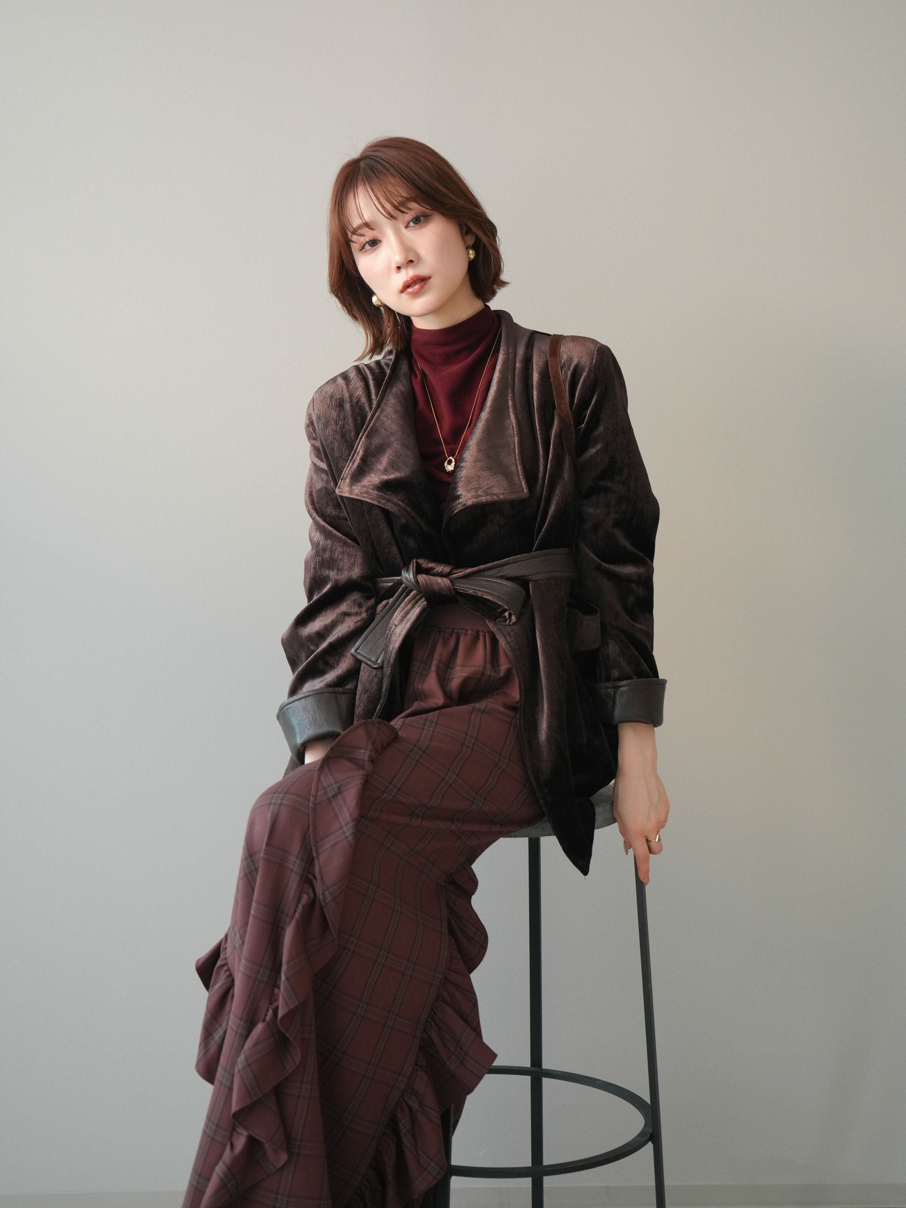 予約]ベロアガウンジャケット/brown – Lumier