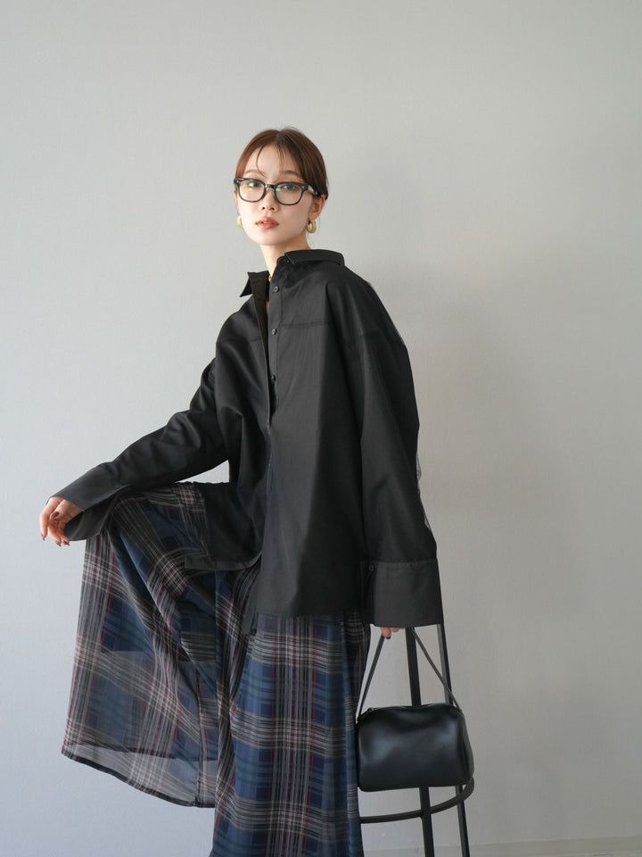 [予約]チュールドッキングブロードシャツ/ブラック