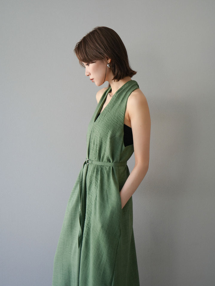[予約]ループデザインムラ染めワンピース/グリーン