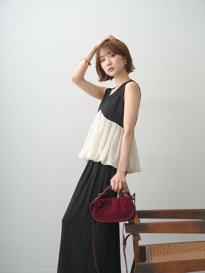 [SET]バイカラーバルーンカットソー＆ナロースカートset up