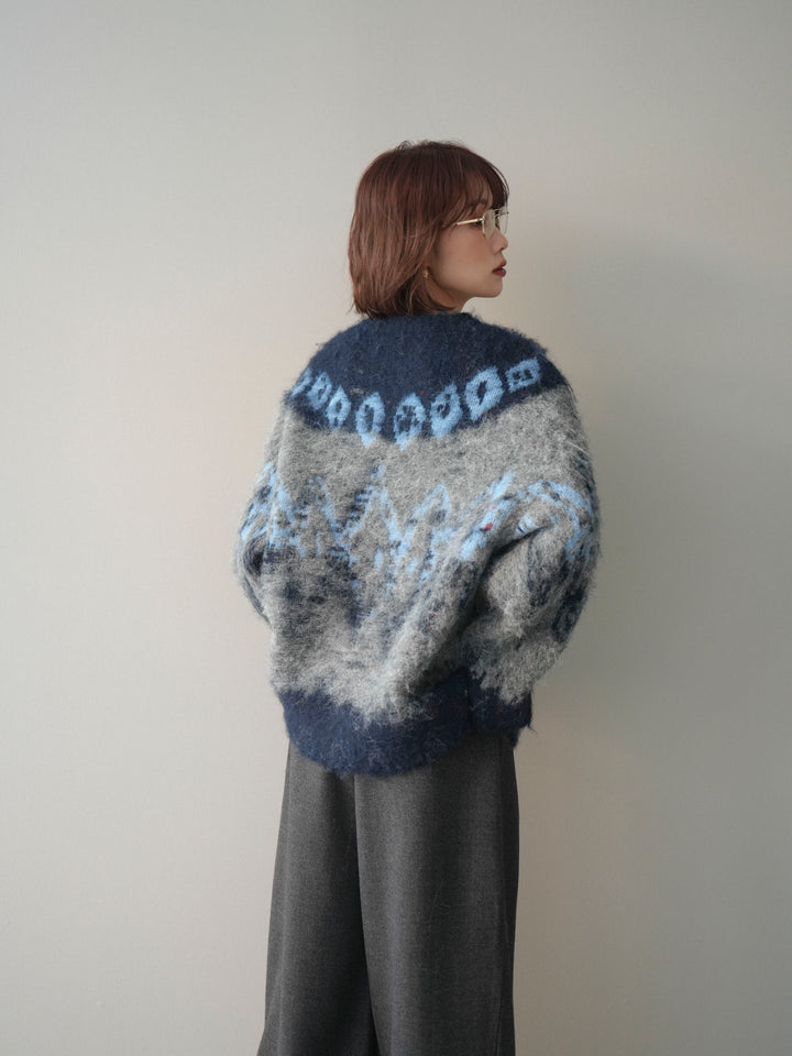 [予約]シャギーニュアンス柄ニットプルオーバー/gray