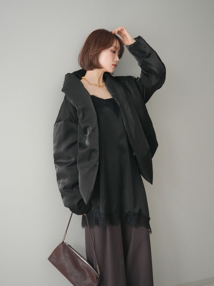 [20%オフ]シャイニーアシンメトリーダウンジャケット/black