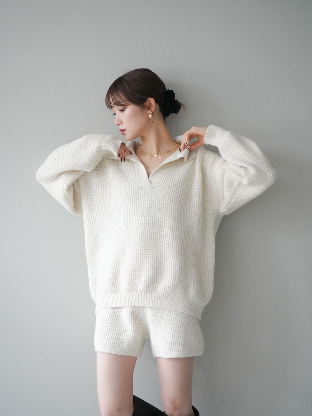 [SET]ポロニットプルオーバー＆ショートパンツSET UP+選べるアクセセット(2set)