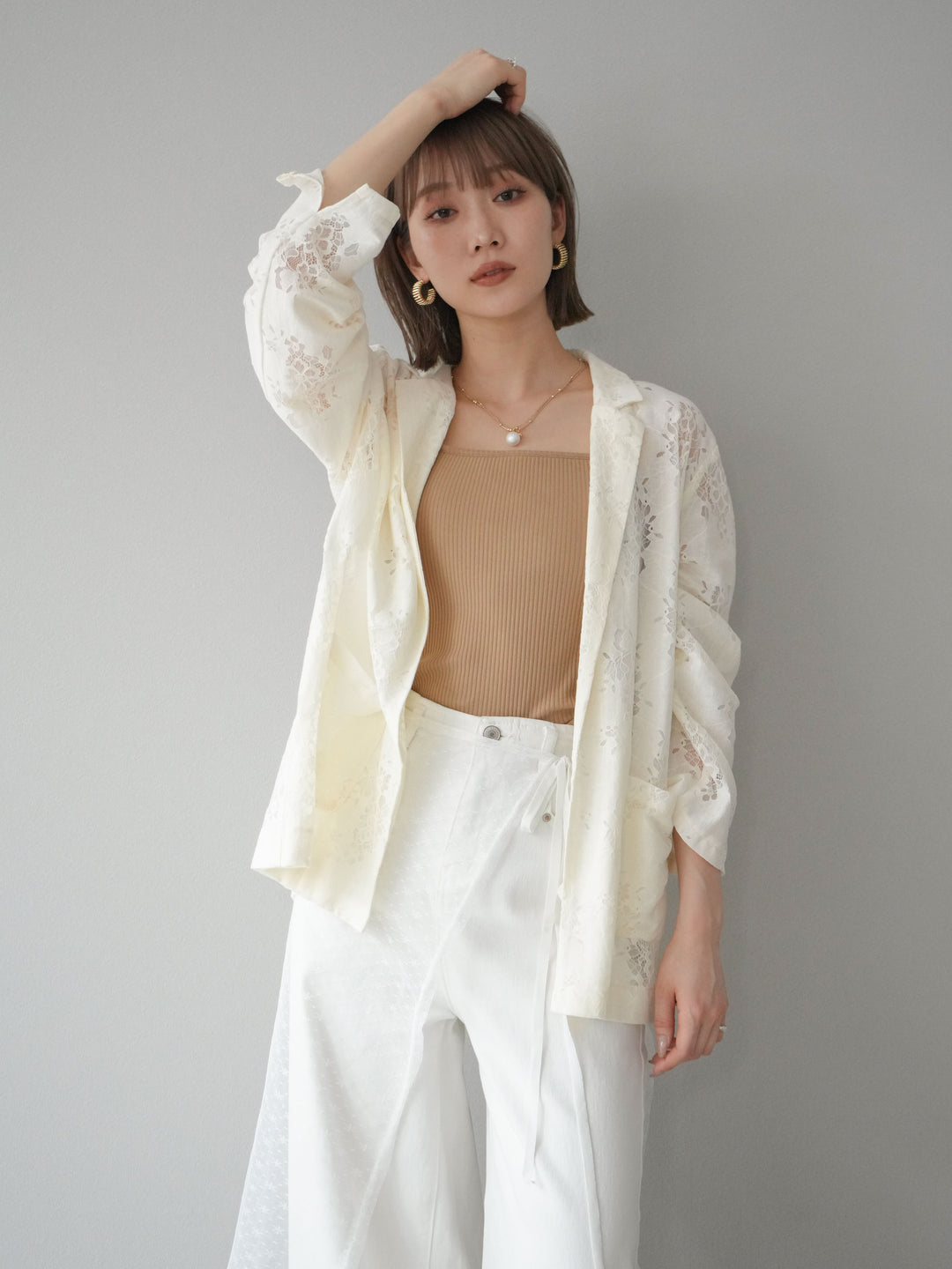 [予約]レーステーラードジャケット/アイボリー