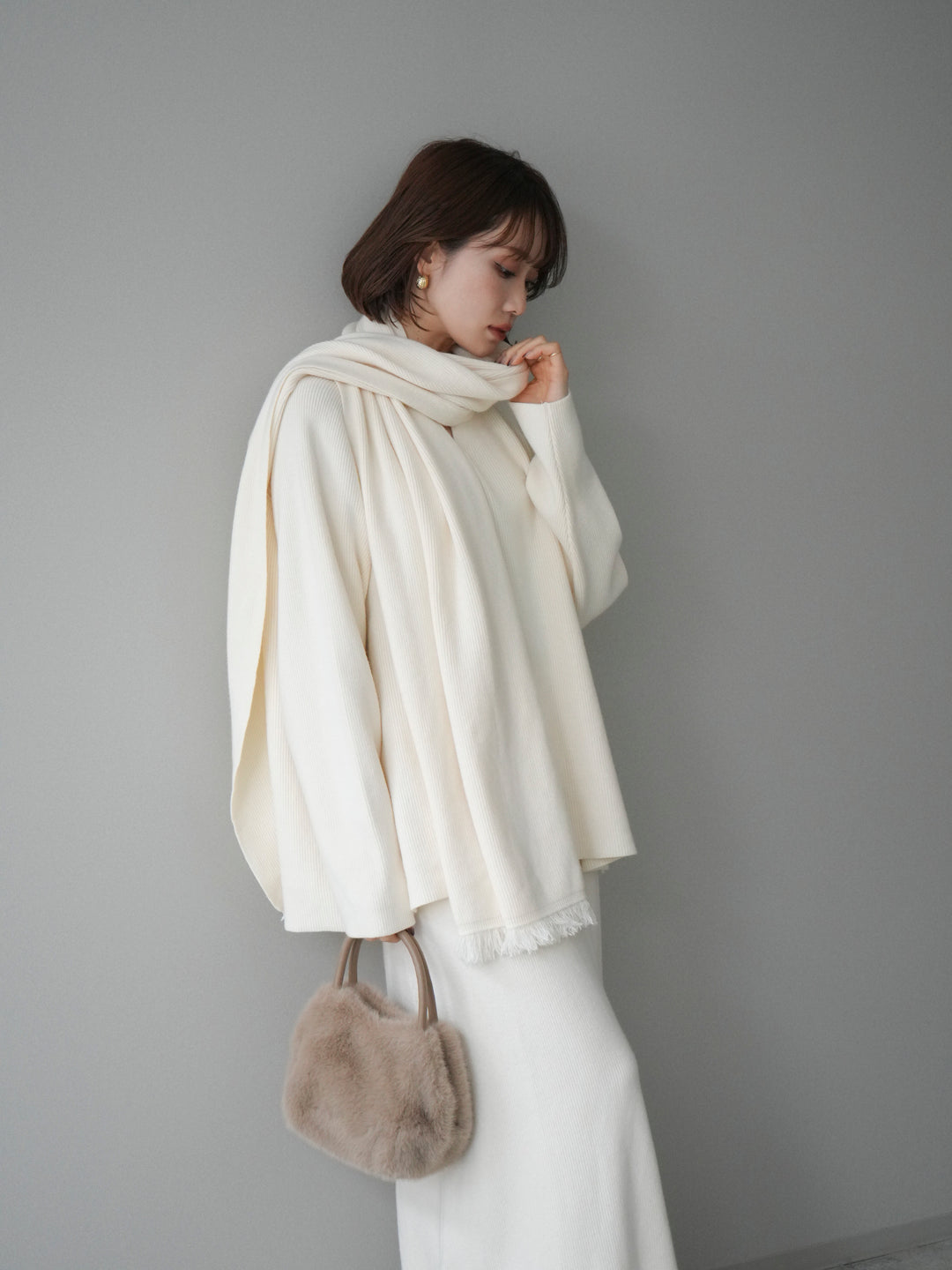 [SET]ストール付キーネックニットSET UP