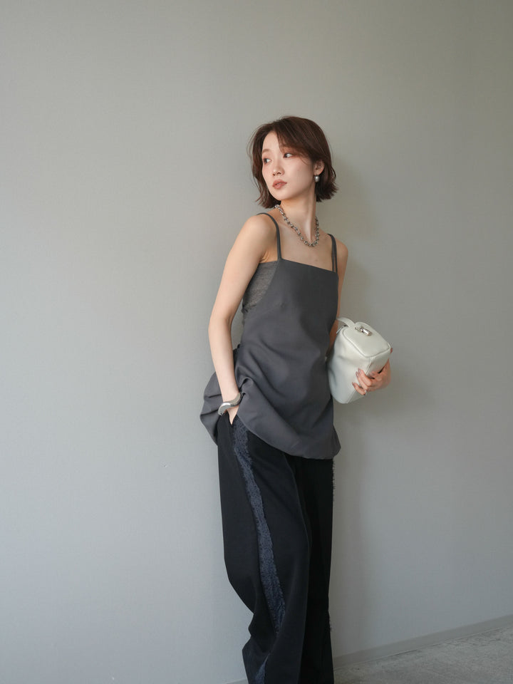 [SET]バックリボンバルーンチュニックキャミ+サイドレースポンチワイドパンツ(2set)