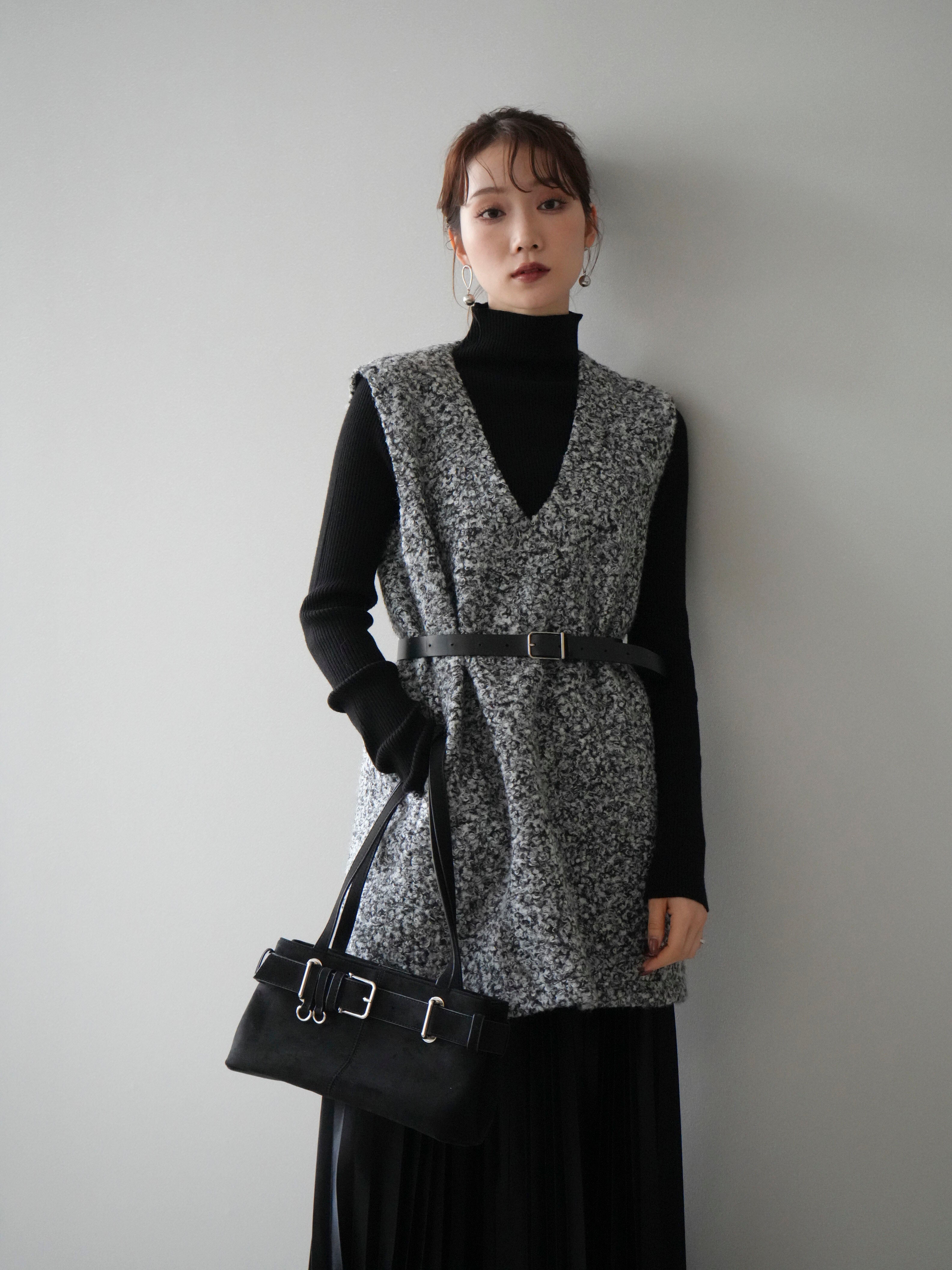 予約]ミックスループヤーンニットミニワンピース/gray – Lumier