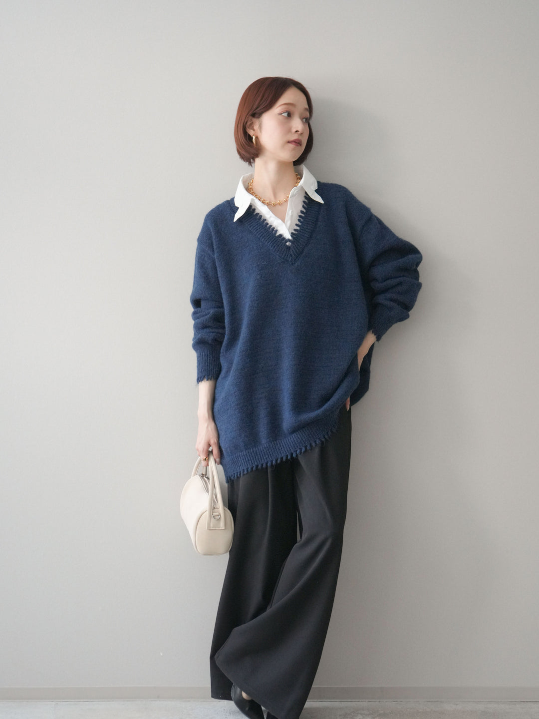 [予約]ウエストレースタックワイドパンツ/black