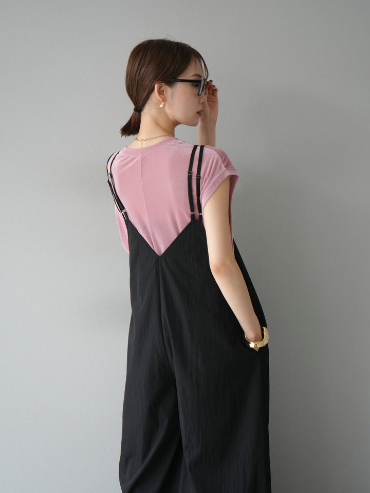 [予約]シアーフロッキーベロアルーズノースリーブTシャツ/ピンク