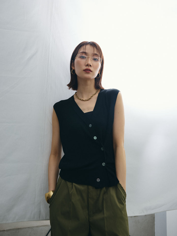 [予約]クールタッチ2WAYデザインニットベスト/ブラック