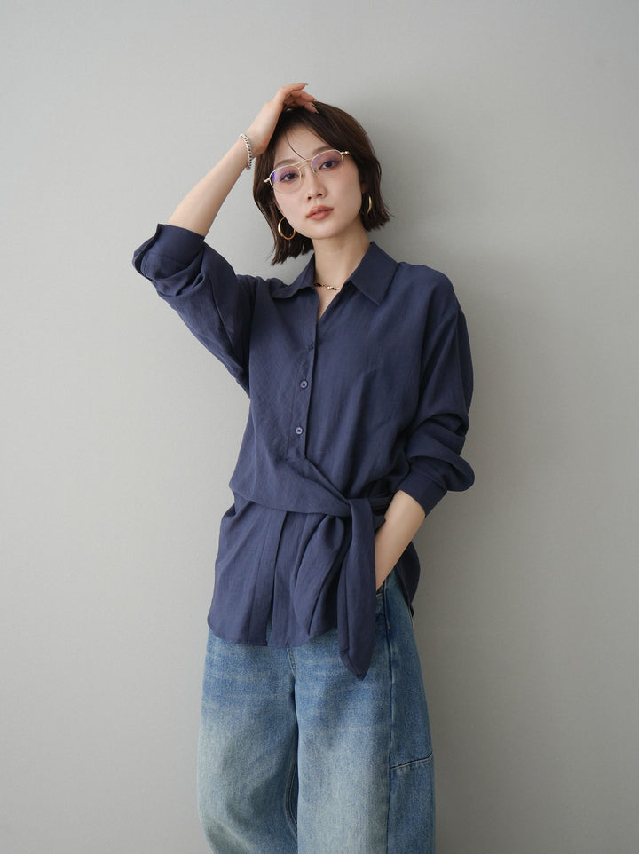 [予約]フロントアシンメトリーブラウス/blue