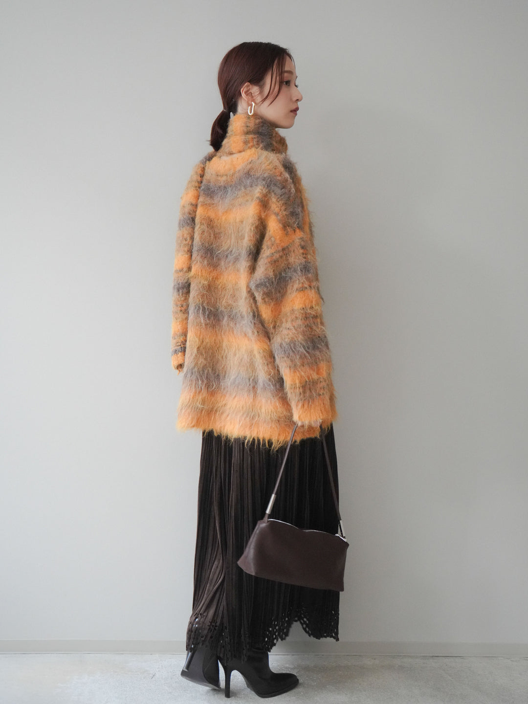 [予約]パンチングデザインスエードプリーツスカート/darkbrown