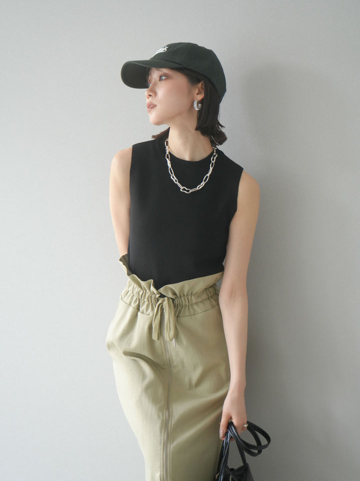 [予約]レーヨンニットタンクトップ/ブラック