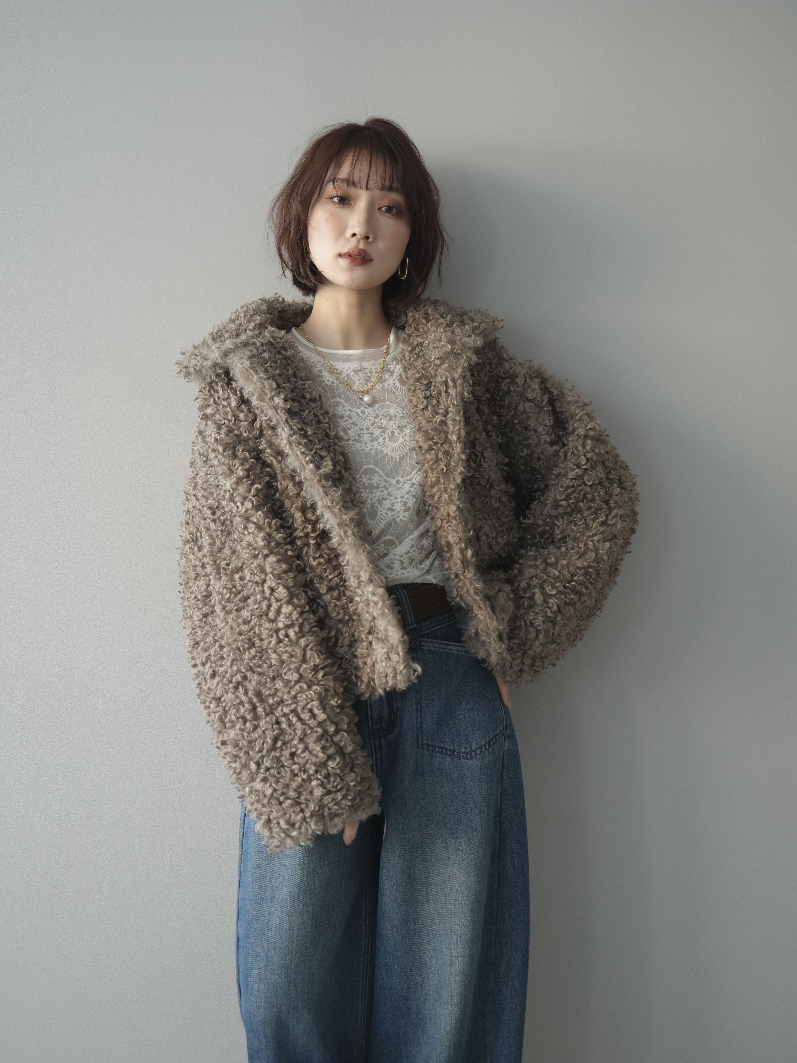 20%オフ]プードルファーミドルスタンドブルゾン/beige – Lumier